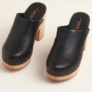 Charlotte Stone Black Leather Clogs, Marlo